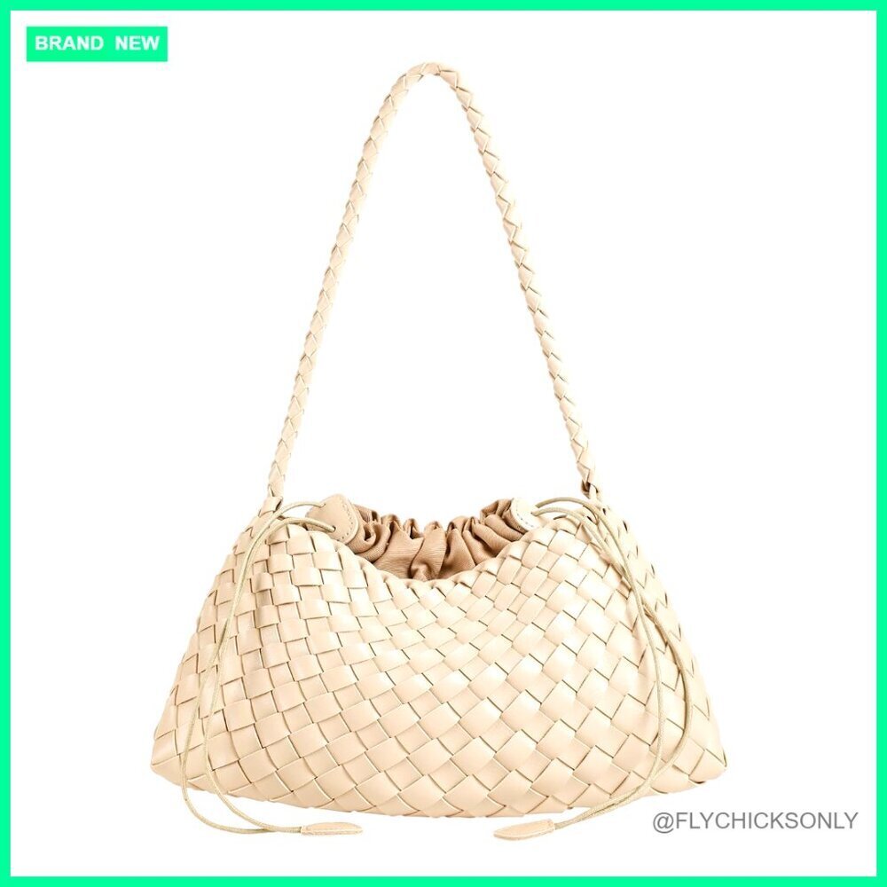 Vegan Leather Woven Hobo Bag, Small Shoulder Tote Purse